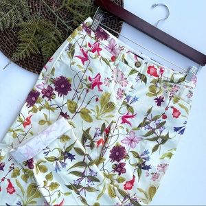 Lands End Womens Pants Beige Floral Mid Rise Straight Leg Size 2